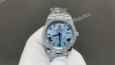 8+ Factory Rolex Daydate 40mm Diamond Bezel 3255 Movement Blue/Dark Blue Ombre Face Watch